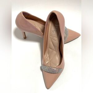 ROUGE HELIUM Nude Pumps With Sparkling Glitter Band Size 7.5